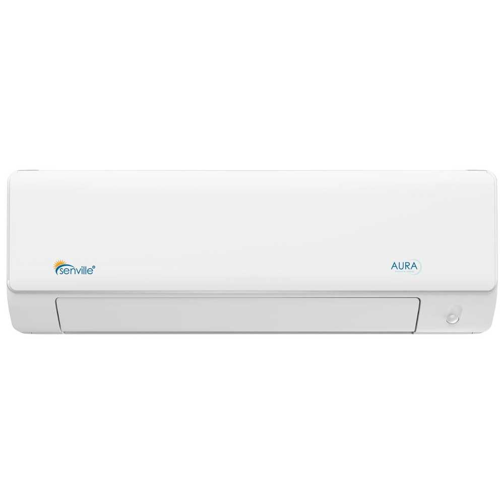 This image shows the sleek, white indoor wall-mounted unit of the Senville 18000 BTU Dual Zone Mini Split Air Conditioner - Heat Pump - SENA18HFD