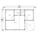 This imperial version of the layout shows square footage of each room in the GardenHouse24 USA Skanderborg 44 Garden Room