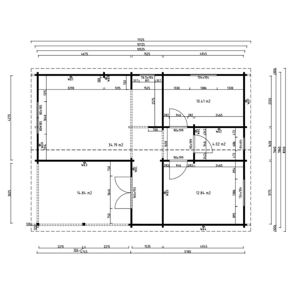 This metric floor plan of the GardenHouse24 USA Bendy 70 Garden Room shows internal room measurements, door placements, and layout structure in square meters