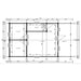 This top-down floor plan of the GardenHouse24 USA Vienna 70 Garden Room maps out room dimensions and internal wall placements