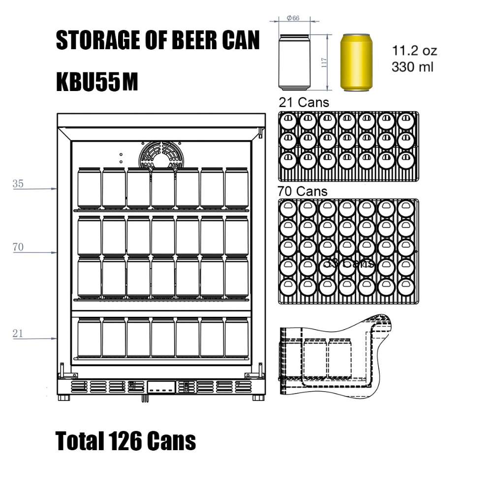 KingsBottle 24 Inch Undercounter Beverage Cooler with Heated Glass Door-Freedom Room