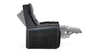 This side view illustrates the Valencia Monza Single Pillow Top Carbon Fiber Home Theater Seating in its fully reclined position