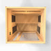 Top-down view inside Golden Designs Dynamic Cordoba 2 Person Full Spectrum Infrared Sauna showing carbon panels on three walls and the floor