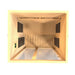 Top-down view inside Golden Designs Dynamic Santiago 2 Person Full Spectrum Infrared Sauna showing carbon panels on the walls and the floor heater
