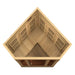 Top-down view into Golden Designs Maxxus 3 Person Low EMF Far Infrared Corner Sauna in Hemlock showing carbon panels along the two back walls