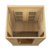 Top-down view of Golden Designs Maxxus Toulose 2 Person Low EMF Far Infrared Sauna looking toward the back wall carbon panels