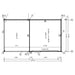 Top-down architectural blueprint displaying room sizes and interior measurements of GardenHouse24 USA Q Bic ALU 44A SD Garden Room