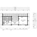 Top-down architectural floor plan with detailed room layouts and dimensions for GardenHouse24 USA Urho 70 A Garden Room