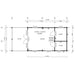 Top-down floor plan diagram outlines the interior layout of GardenHouse24 USA Lake House 70A Garden Room with labeled room sizes and wall measurements