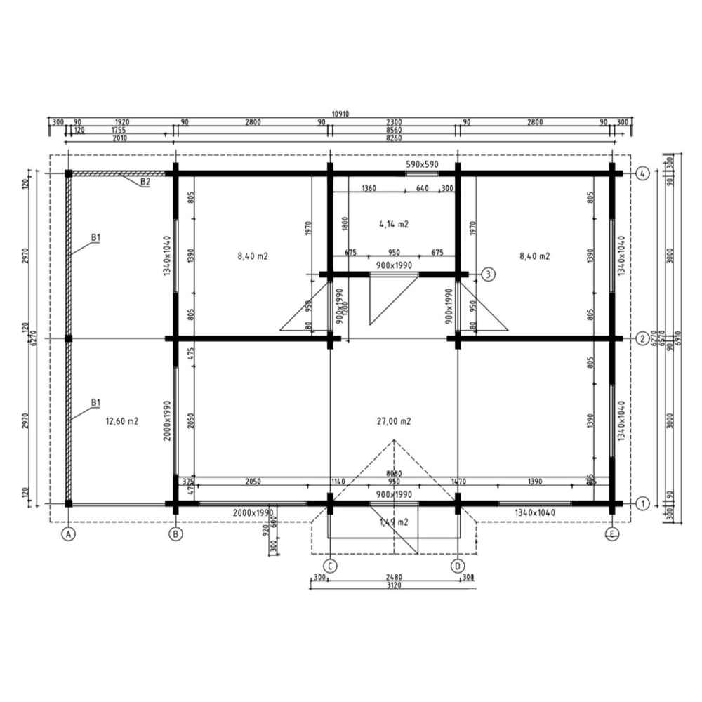 Top-down floor plan shows the room layout and measurements for the GardenHouse24 USA Garda 90 Garden Room, including bedrooms and a living space