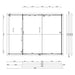 Top-down floor plan sketch presents internal wall spacing and room sizes of the GardenHouse24 USA ALU Concept Arosa 70C Garden Room