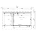 Top-down schematic of GardenHouse24 USA Starla 44C ALU ISO Garden Room shows internal room divisions, door placements, and total floor space in square feet