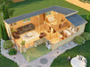 Top-down view reveals the detailed interior layout with a bedroom, living space, and bathroom of the GardenHouse24 USA Pamplona 70 Garden Room