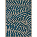Top-down view of the Couristan Castille Indoor/Outdoor Rug - Fiore/Petrol showcases its large-scale botanical design resembling swirling fern fronds