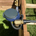 Top view of Outdoor Living Today Raised Garden Bed Auto-Watering System showing hose connection and timer unit