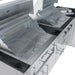 Top view of two open grills with cooking grates and tools in the Sunstone Texas Tango 19ft Outdoor Kitchen Island Package