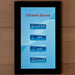 Touch screen control panel for Golden Designs Reserve Edition 1 Person Full Spectrum Sauna with Himalayan Salt Bar showing Temp and Timer, Lights, Audio and Power Off buttons