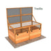 Trellis Outdoor Living Today 6×3 Raised Garden Bed with mesh sides and a tall hinged trellis for supporting climbing plants