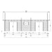 Tront elevation blueprint of the GardenHouse24 USA Darcy 70 Garden Room shows structural measurements and window placements in detail