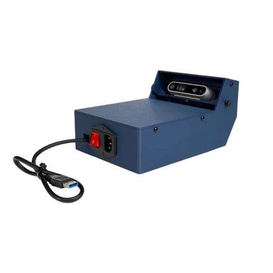 TruGolf MultiSport Arcade Sports Software & Camera device is shown from the back with a sensor, power switch, and USB cable