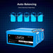 Two Sun Gold Power 12V 200Ah LiFePO4 Deep Cycle Lithium Battery units connected together to illustrate automatic cell balancing