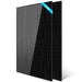 Two black solar panels from Sun Gold Power 370W Mono Black PERC Solar Panel Full Pallet (32 Panels) are displayed upright against a clean white background