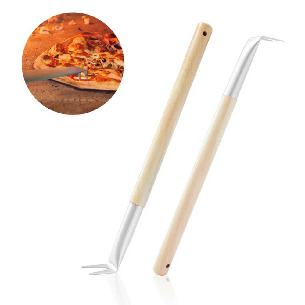 Two Chicago Brick Oven Aluminum 17.5 Inch Pizza Spinner Turning Forks (2-Pack) side by side