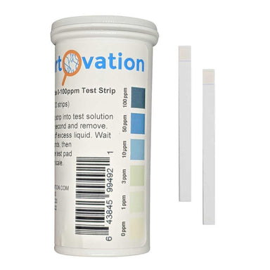 Two individual Dreampod Hydrogen Peroxide (H2O2) Test Strips are shown next to the container