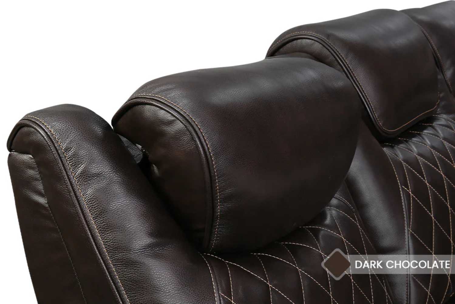 Valencia Oslo Home Theater Seating in Dark Chocolate showcases plush, adjustable headrests with premium leather