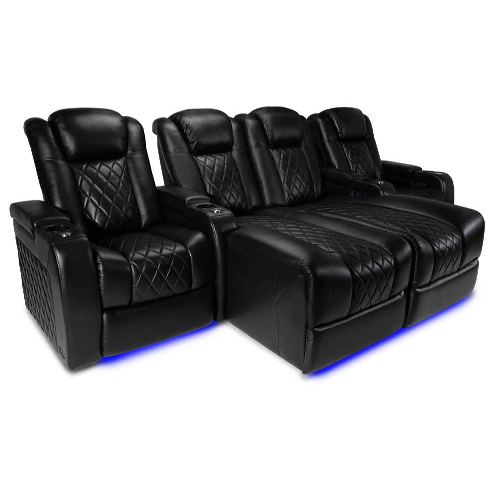 Valencia Tuscany Chaise Home Theater Seating Row of 4 Loveseat Double Chaise Center Width 123 Height 43.5 Depth 67