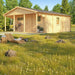 With a spacious side view and a bike leaning on the porch, the GardenHouse24 USA Vienna 70 Garden Room blends nature with functionality