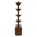 Viewed from the side, Crate & Barrel Steppe 68" Walnut Storage Bookcase Room Divider highlights its slim profile and layered open shelf design