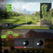 Virtual golf course view from TruGolf APOGEE Golf Launch Monitor w/ MAX Simulator displays ball trajectories and shot statistics
