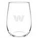 Washington Commanders Crate & Barrel NFL Aspen 17oz Stemless Wine Glass, Set of 4 features a clear stemless glass etched with the Commanders stylized "W" logo