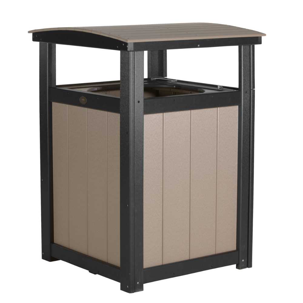 Weatherwood and Black LuxCraft Trash Can