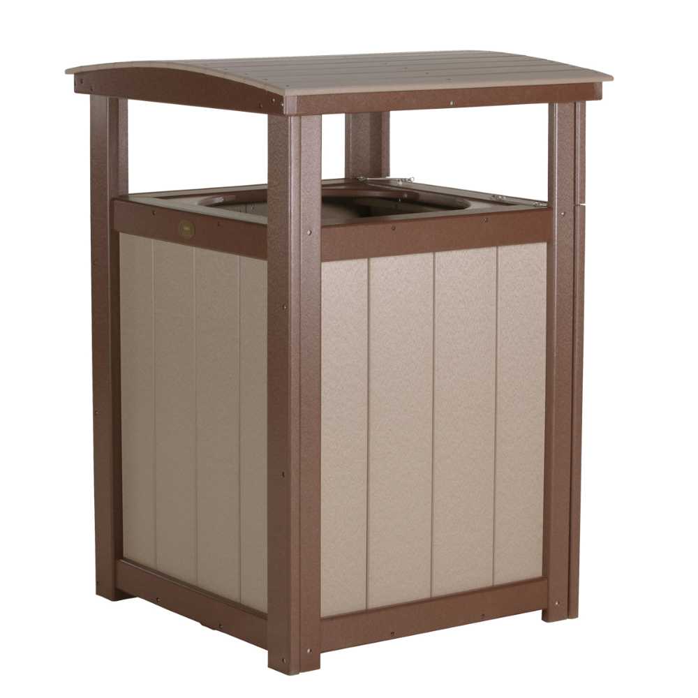 Weatherwood and Chestnut Brown LuxCraft Trash Can