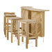 Westminster Teak 5pc Somerset Teak Bar & Stool Set side view showing the bar and four stools with clean lines and a natural teak wood finish