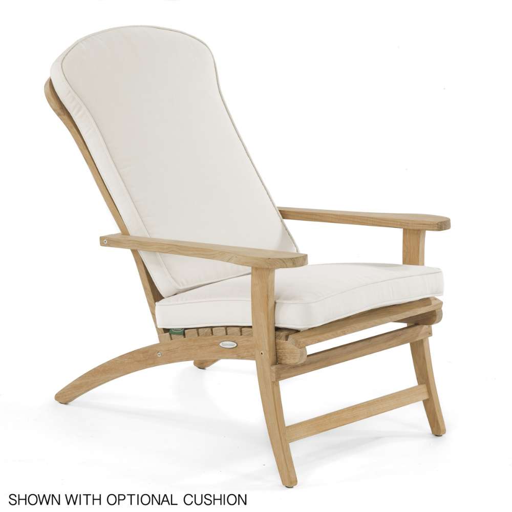 Westminster Teak Adirondack Lounger with canvas-colored cushions shown on a clean white background