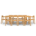 Westminster Teak Horizon 11pc Teak Dining Set is shown from a straight side profile, highlighting the alignment of the chairs and the sturdy rectangular table on a white background
