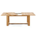 Westminster Teak Horizon 11pc Teak Dining Set is shown with the teak table partially opened, revealing the extension leaf and sliding mechanism on a white background