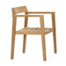 Westminster Teak Horizon 9pcs Teak Dining Set armchair shown alone on a plain background, with a light teak wood frame, square arms, and a curved slatted seat