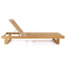 Westminster Teak Horizon Chaise Lounger is displayed without cushions in a side profile, highlighting its long slatted surface and adjustable reclining back