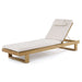 Westminster Teak Horizon Chaise Lounger with a white cushion and neck roll is shown on a plain background, featuring a slightly reclined backrest and sturdy wooden frame