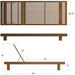 Westminster Teak Horizon Double Chaise and Side Table Set illustrated with measurements, showing the full length, height, and adjustable backrest angles of the chaise