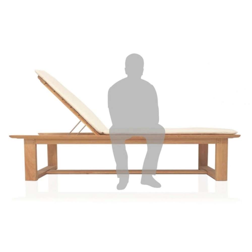 Westminster Teak Horizon High-Chaise Lounge Bench is shown from the side with the backrest upright