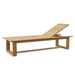 Westminster Teak Horizon High-Chaise Lounge Bench is shown with the backrest partially reclined, offering a relaxed mid-angle seating position