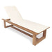 Westminster Teak Horizon High Chaise Lounger with a light cushion is angled slightly, highlighting its adjustable backrest and sturdy rectangular wooden frame