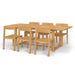 Westminster Teak Horizon Sidechair Dining Set for 6 shows the dining set from a side angle, highlighting the slatted chair seats and the sturdy table base