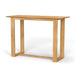 Westminster Teak Horizon Teak Bar Table is shown as a rectangular wooden bar-height table with a smooth top and sturdy square legs connected by a lower support bar