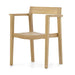Westminster Teak Horizon Teak Dining Armchair is displayed at an angle, showing its slatted seat, straight arms, and solid teak construction